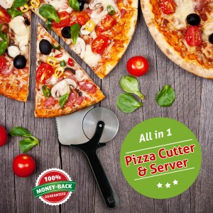 Pizza Cutter Slicer and Spatula – Stainless Steel