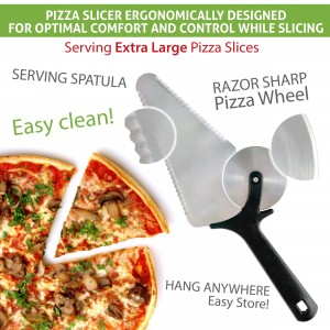 Pizza Cutter Slicer and Spatula – Stainless Steel