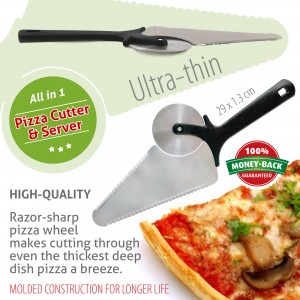 Pizza Cutter Slicer and Spatula – Stainless Steel
